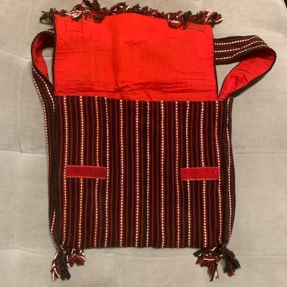 Vintage Hippie Boho Hobo Bag Tassels Red Black